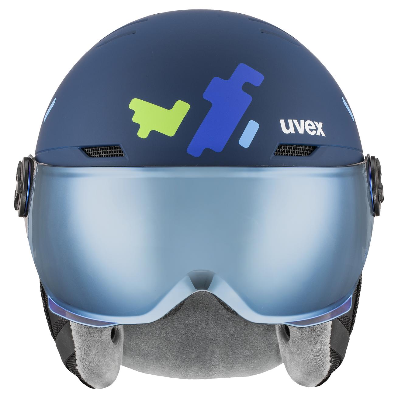 uvex rocket jr visor blue puzzle matt | Ski helmets | uvex sports